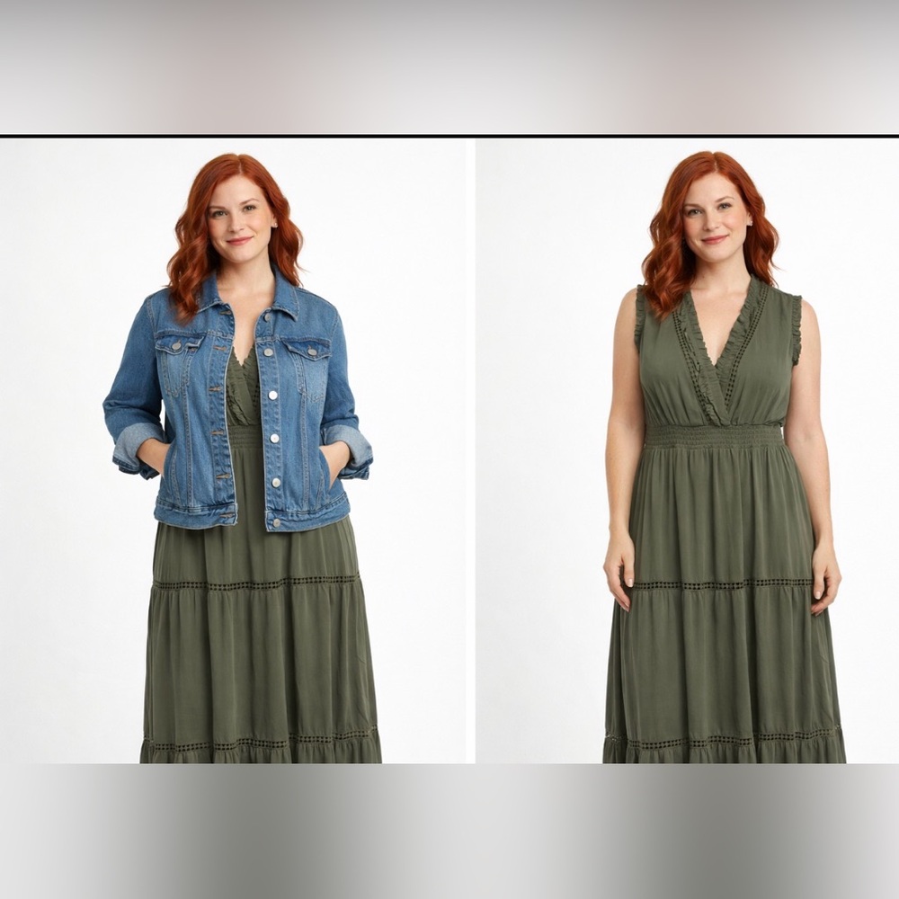 Christina Olive Green Maxi Dress ptp 20”